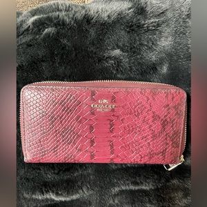 Coach cranberry snakeskin wallet